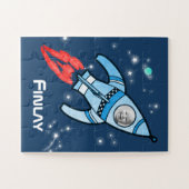 Boys naam en fotoraketruimte kinder puzzel legpuzzel (Horizontaal)