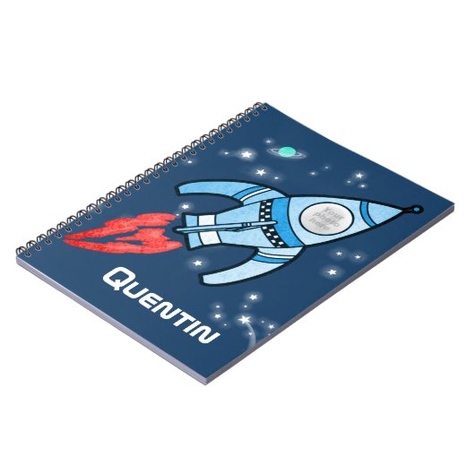 Boys name and photoraketspace kinder journal notitieboek (Linkerzijde)