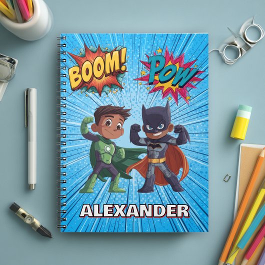 Boys Name Superhero Notebook Personalised Kids Notitieboek