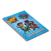 Boys Name Superhero Notebook Personalised Kids Notitieboek (Rechterzijde)