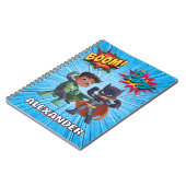 Boys Name Superhero Notebook Personalised Kids Notitieboek (Linkerzijde)