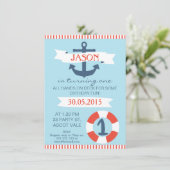 Boys Nautical 1st Birthday Uitnodiging (Staand voorkant)