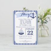 Boys Nautical 1st Birthday Uitnodiging (Staand voorkant)