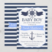 Boys Nautical Baby shower Invitation Kaart (Voorkant / Achterkant)