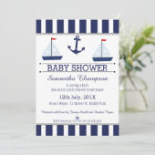 Boys Nautical Sail Boats Baby shower Uitnodiging (Staand voorkant)