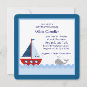 Boys Nautical Sailboat Baby shower Kaart (Achterkant)