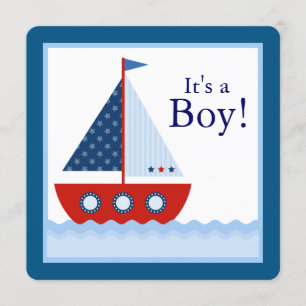 Boys Nautical Sailboat Baby shower Kaart