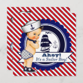 Boys Nautical Sailor Baby shower Kaart (Voorkant / Achterkant)