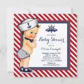 Boys Nautical Sailor Baby shower Kaart (Achterkant)
