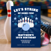 Boy's Navy Blue Bowling Verjaardagsfeest Kaart