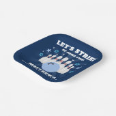 Boy's Navy Blue Bowling Verjaardagsfeest Papieren Bordje (Gebogen)