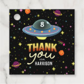 Boys Neon Outer Space Birthday Party Favor Bedankjes Labels (Voorkant)