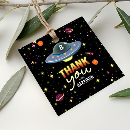 Boys Neon Outer Space Birthday Party Favor Bedankjes Labels