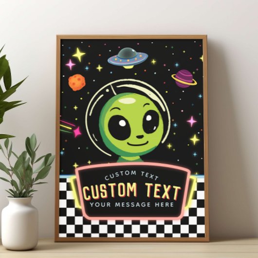 Boys NeonGalaxy Custom Space Alien Sign Poster