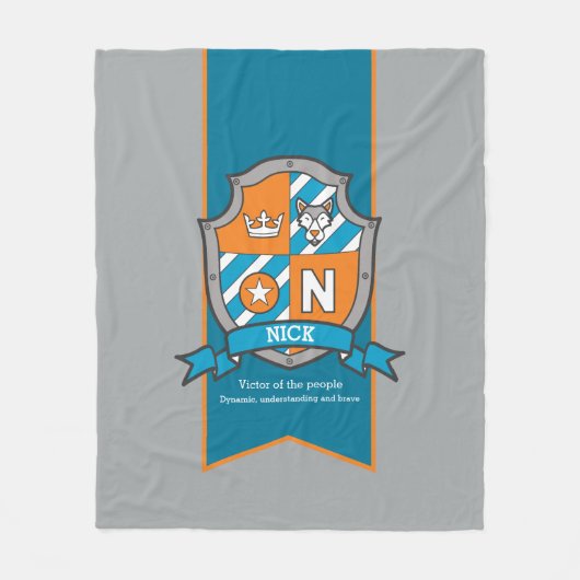 Boys Nick of letter N, dat wil zeggen grijs sinaas Fleece Deken (Voorkant)