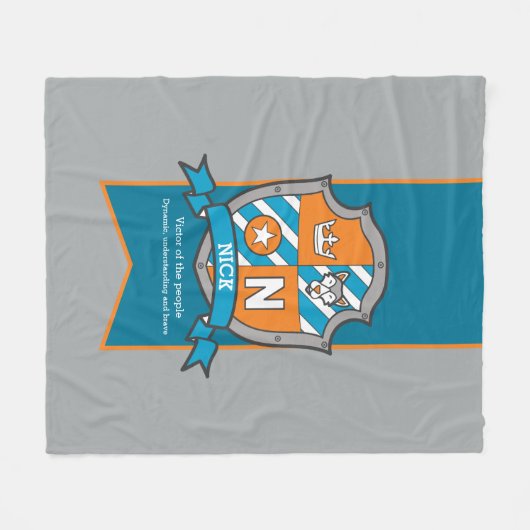 Boys Nick of letter N, dat wil zeggen grijs sinaas Fleece Deken (Voorkant (Horizontaal))