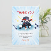 Boys Ninja Warrior Verjaardagsfeest Dank je kaarte Bedankkaart (Staand voorkant)