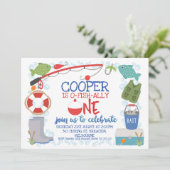 Boys O-fish-ally one bobber 1st verjaardag Kaart (Staand voorkant)