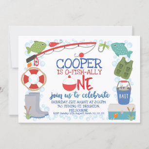 Boys O-fish-ally one bobber 1st verjaardag Kaart