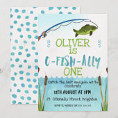 Boys O-Fish_Ally Waterverf Birthday Uitnodiging (Voorkant / Achterkant)