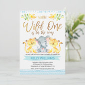 Boys Oerwoud Wild One Baby shower Invitation Kaart (Staand voorkant)