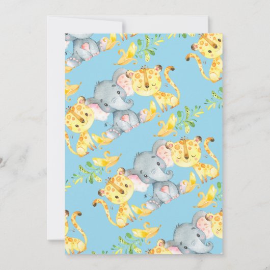 Boys Oerwoud Wild One Baby shower Invitation Kaart (Achterkant)