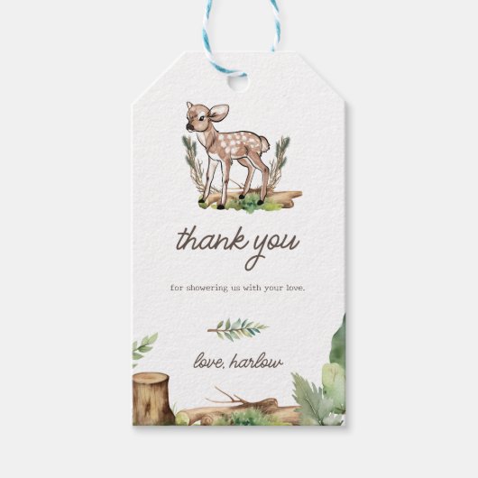 Boy's Oh Deer Woodland Baby Herten Baby shower Cadeaulabel (Voorkant)