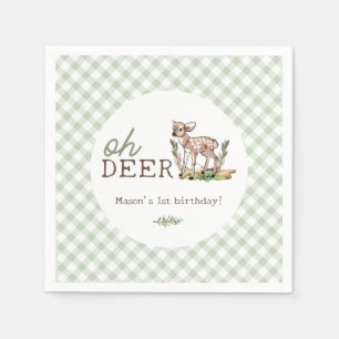 Boy's Oh Deer Woodland Baby Herten Verjaardag Servet