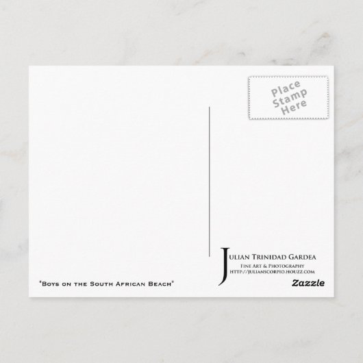 "Boys on the South African Beach" JTG Art Briefkaa Briefkaart (Achterkant)