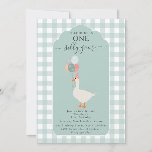 Boy's One Gekke Goose 1st Birthday Party Kaart (Voorkant)