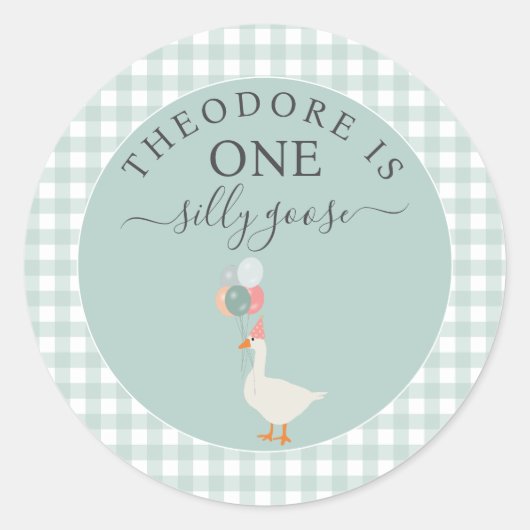 Boy's One Gekke Goose 1st Birthday Party Ronde Sticker (Voorkant)