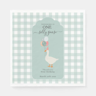 Boy's One Gekke Goose 1st Birthday Party Servet