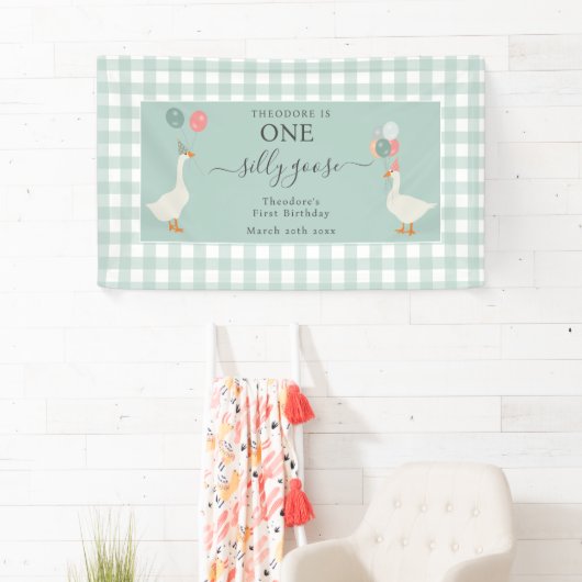 Boy's One Gekke Goose 1st Birthday Party Spandoek (Insitu)