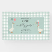 Boy's One Gekke Goose 1st Birthday Party Spandoek (Horizontaal)