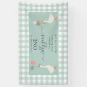 Boy's One Gekke Goose 1st Birthday Party Spandoek (Verticaal)