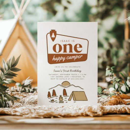 Boy's One Happy Camper Boho Explorer 1e verjaardag Kaart