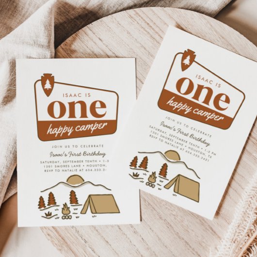 Boy's One Happy Camper Boho Explorer 1e verjaardag Kaart