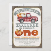 Boys Onze kleine pompoen 1e verjaardag Uitnodiging (Voorkant)