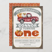 Boys Onze kleine pompoen 1e verjaardag Uitnodiging (Voorkant / Achterkant)