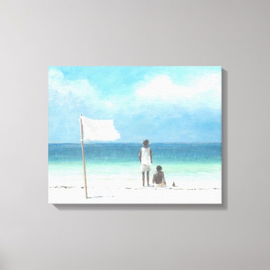 Boys op Beach Kenya Canvas Afdruk (Voorkant)