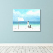 Boys op Beach Kenya Canvas Afdruk (Insitu (Houten vloer))