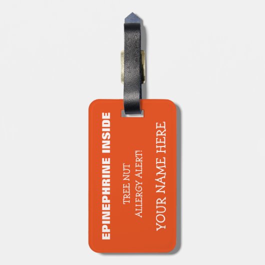 Boys Oranje Robot Tree Nut Food Allergy Alert Bagagelabel (Achterkant verticaal)