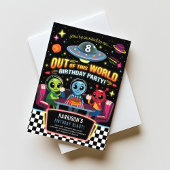 Boys Out Of This World Neon Space Birthday Kaart