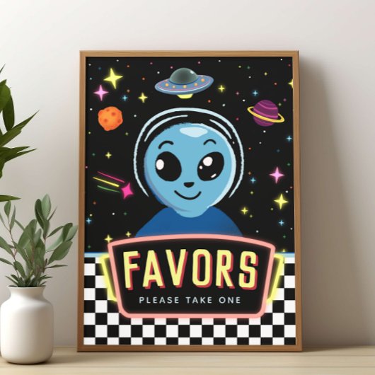 Boys Out Of This World Space Alien Favor Sign Poster