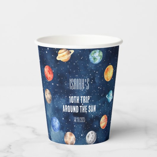 Boys Outer Space Solar System Cosmic Birthday  Papieren Bekers (Achterkant)
