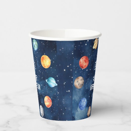 Boys Outer Space Solar System Cosmic Birthday  Papieren Bekers (Links)