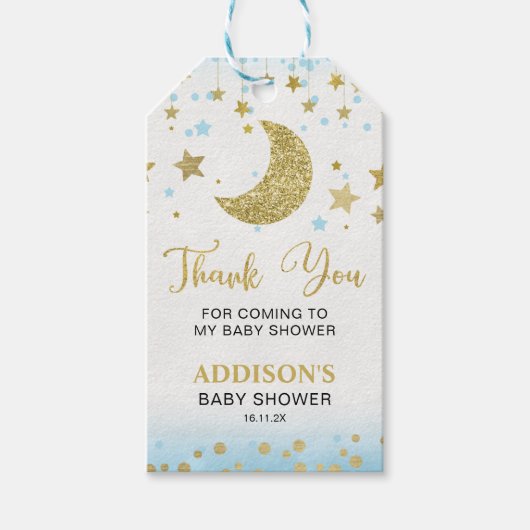 Boys Over The Moon Thema's Baby shower Label Cadeaulabel (Voorkant)