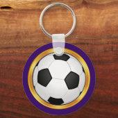 Boys Paars, Gold, Gifts for Soccer Team Players, Sleutelhanger (Achterkant)