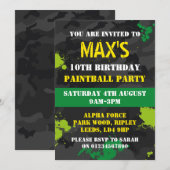 Boys Paintball thema verjaardagsfeestje uitnodigin Kaart (Voorkant / Achterkant)