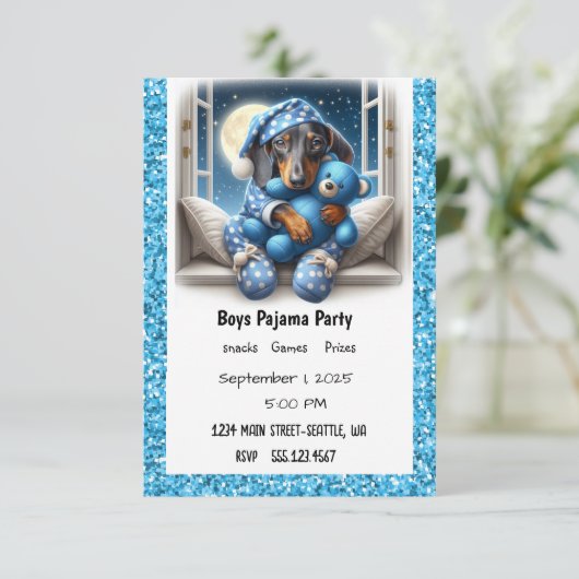 BOYS PAJAMA PARTY KAART (Staand voorkant)